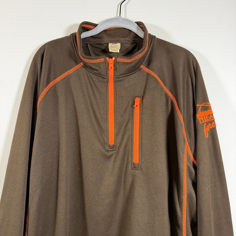 Pheasants Forever XL Brown Orange Quarter Zip Pullover Layering Hunting Outdoor